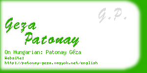 geza patonay business card