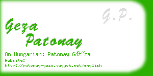 geza patonay business card